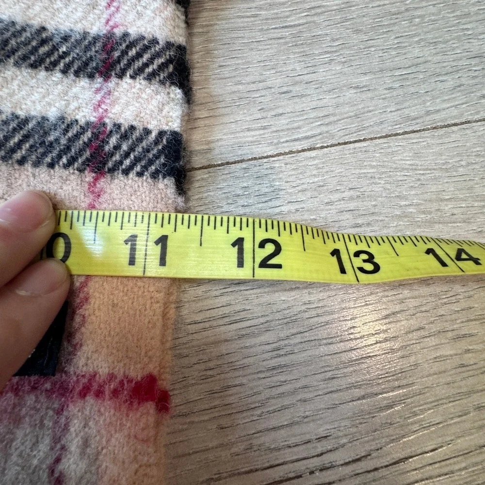 Foxford Ireland 100% Lambswool Plaid Scarf Tan Black Red Fringed Made in Ireland